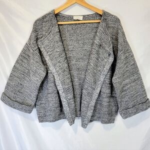 Wrap LONDON Lagenlook Woven Cotton Sustainable Open Front Cropped Cardigan